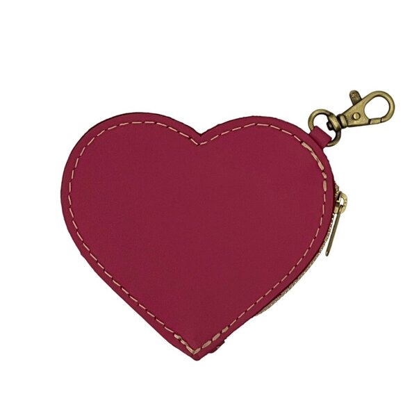 Portland Leather Goods Heart Hot Pink Bag Charm Leather Coin Pouch - Picture 2 of 11